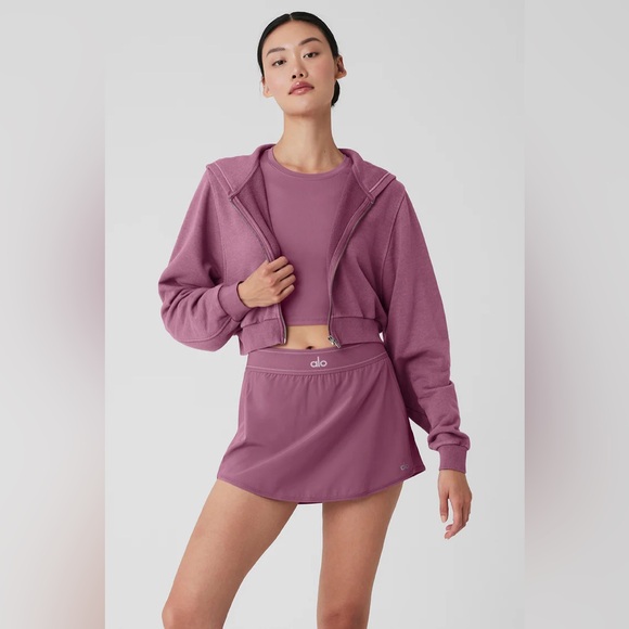 Alo Yoga Washed Sweet Escape Hoodie Breakaway Zip Up - Soft Mulberry Wash XS - Picture 5 of 5